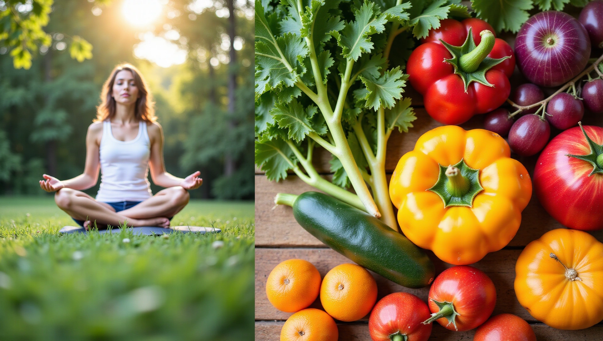 Sfondo ispiratore con elementi naturali e cibi sani